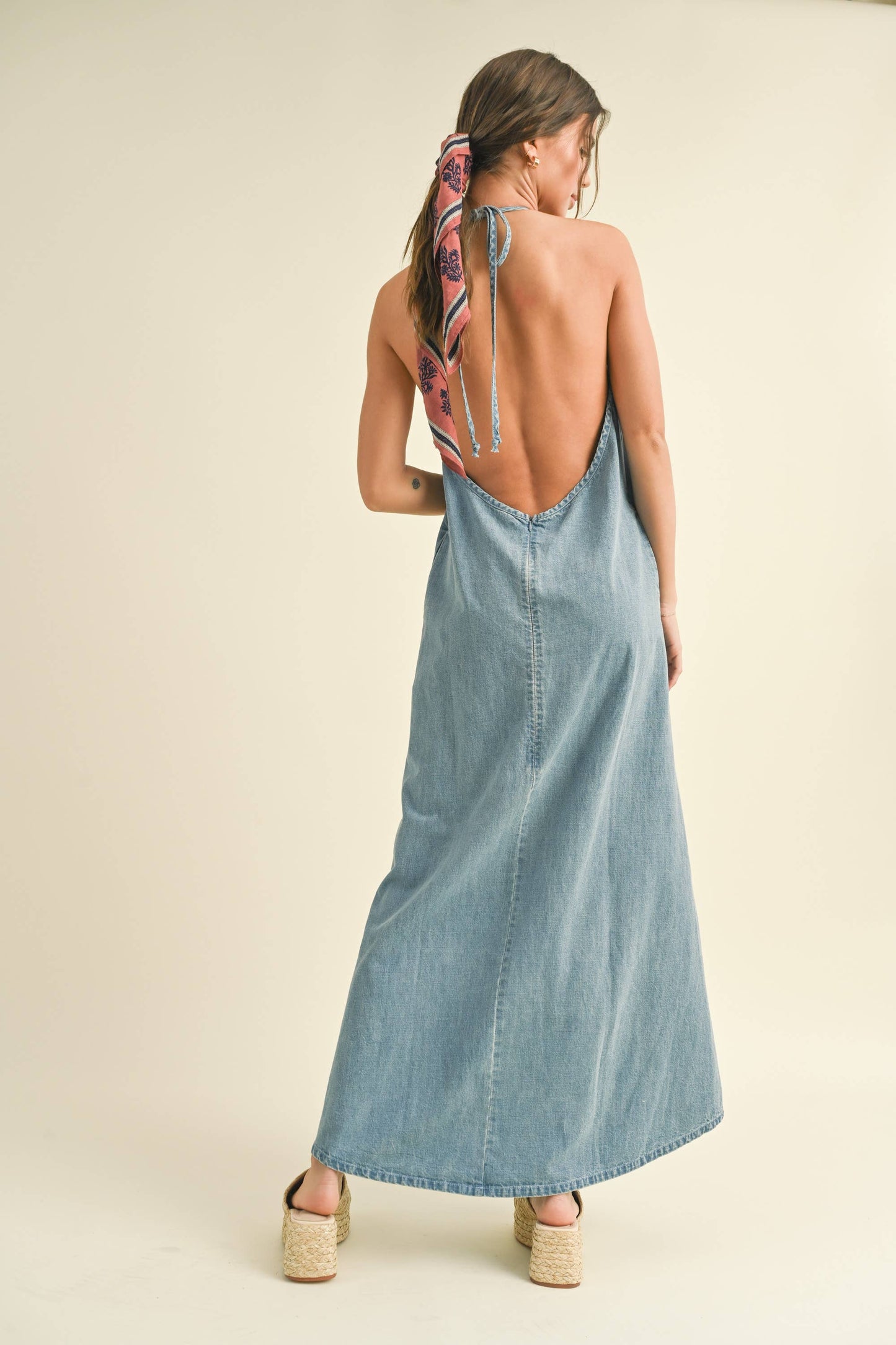 Washed Denim Maxi Dress