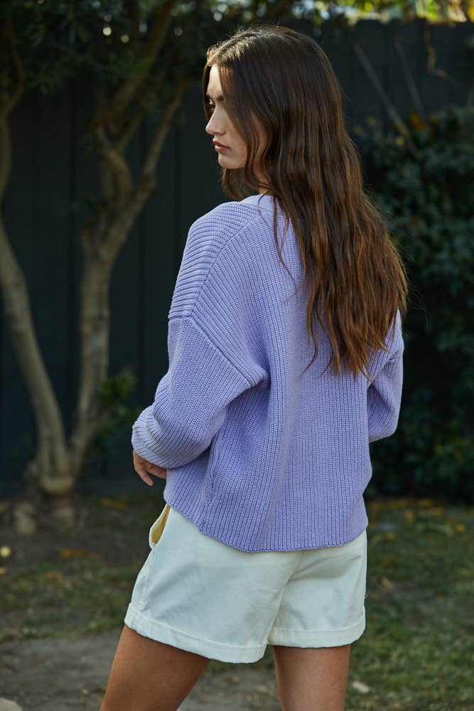 Knit Sweater V-Neck Long Sleeve Button Down Cardigan