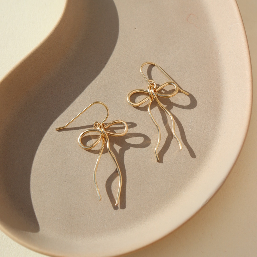 Coquette Bow Earrings in 14k Gold Fill or Sterling Silver