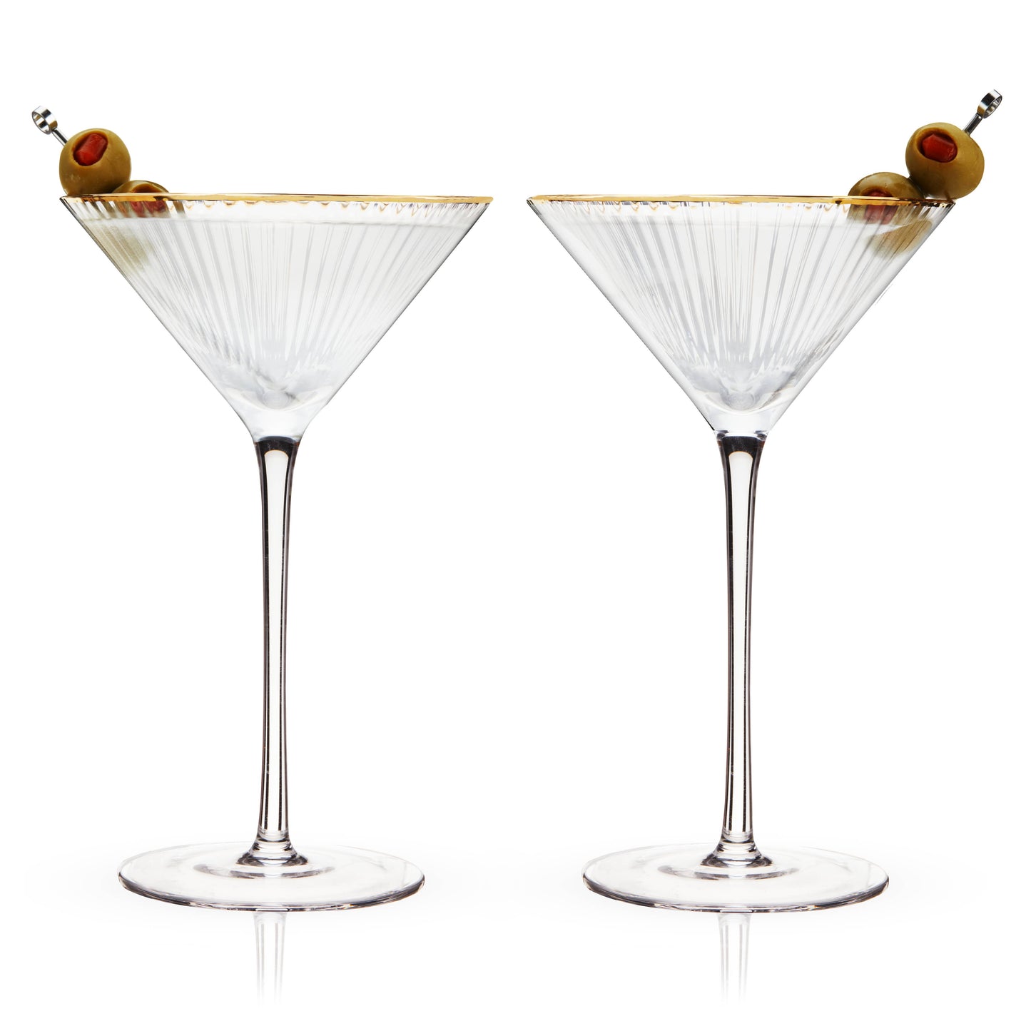 Deco Meridian Gold-Rimmed Crystal Martini Glasses - Set of 2
