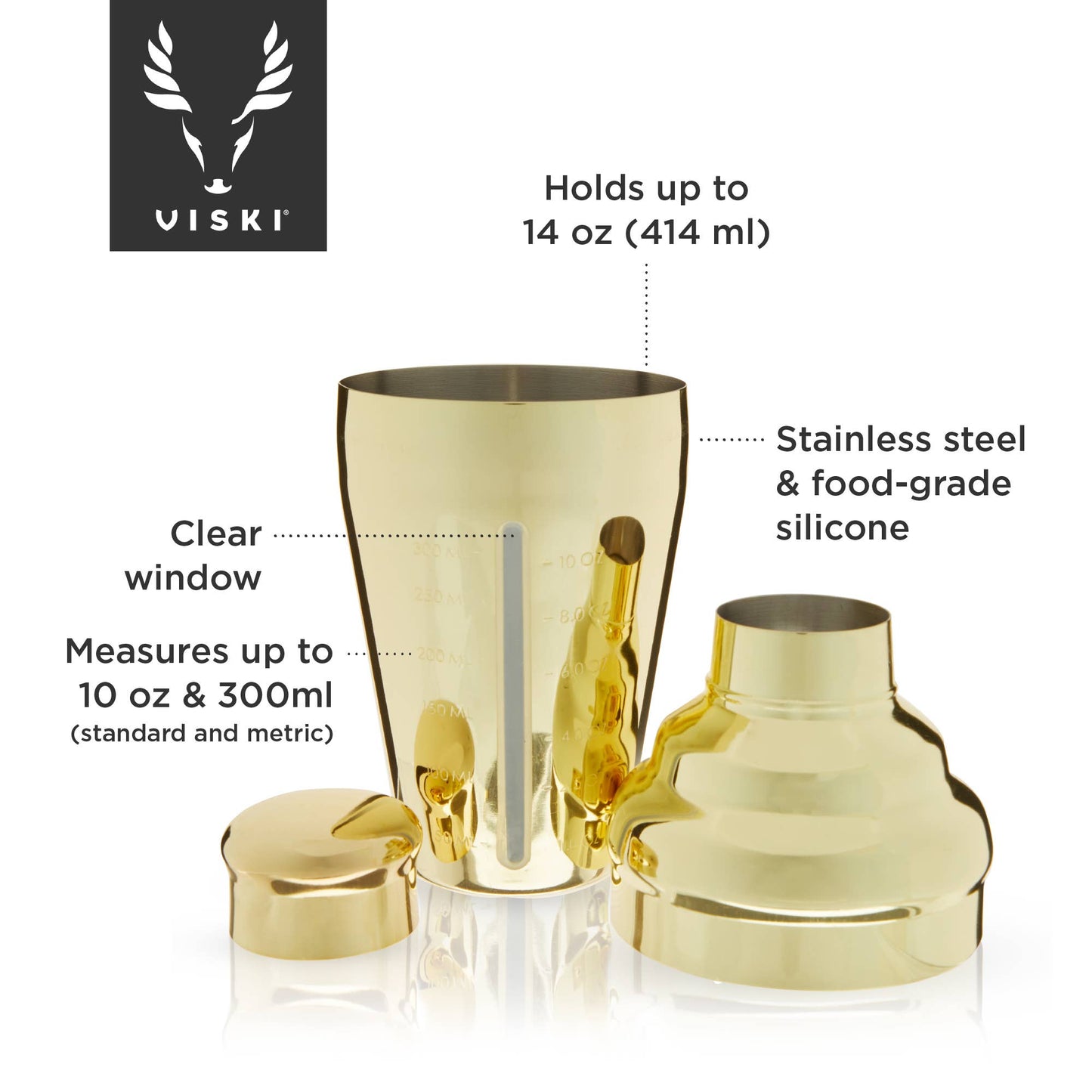 Belmont™ Gold-Plated Measured Cocktail Shaker