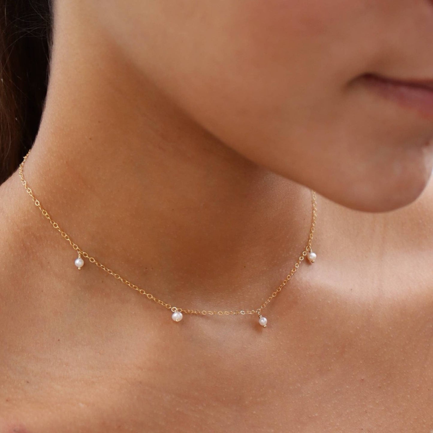 Delicate Pearl Necklace | 14k Gold fill or Sterling Silver