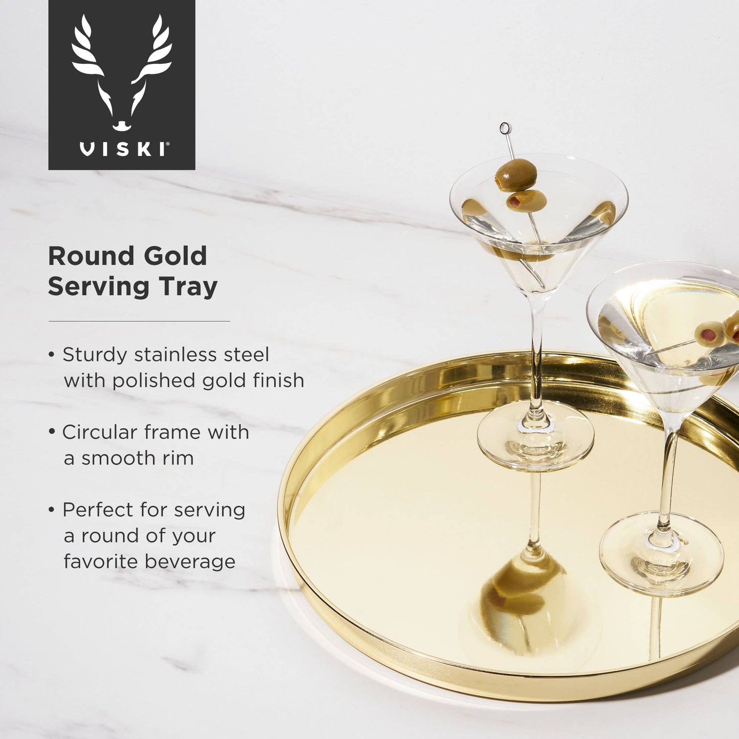 Belmont™ Polished Gold-Plated Round Serving Tray