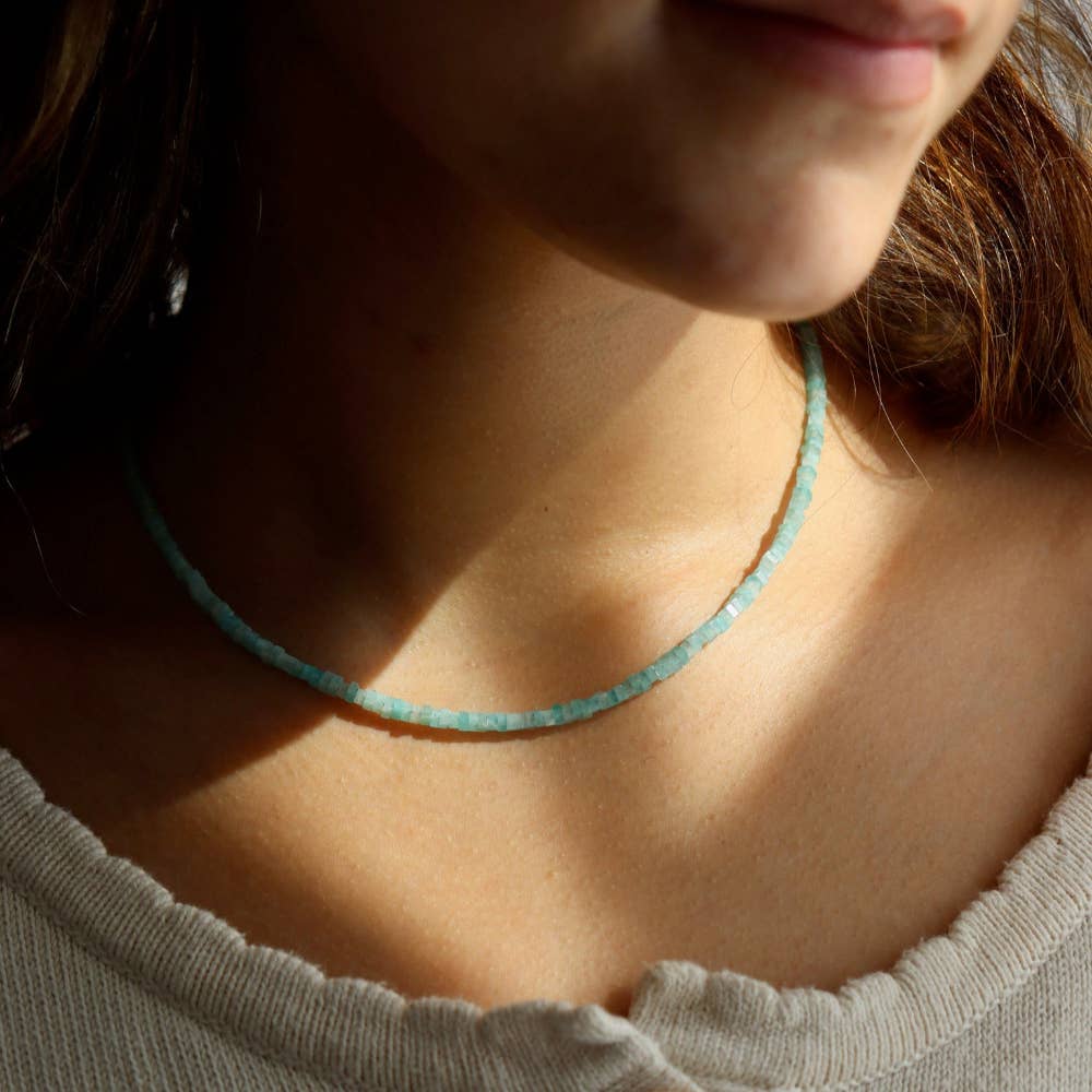 Anya Necklace | Beaded Amazonite Gemstone Jewelry