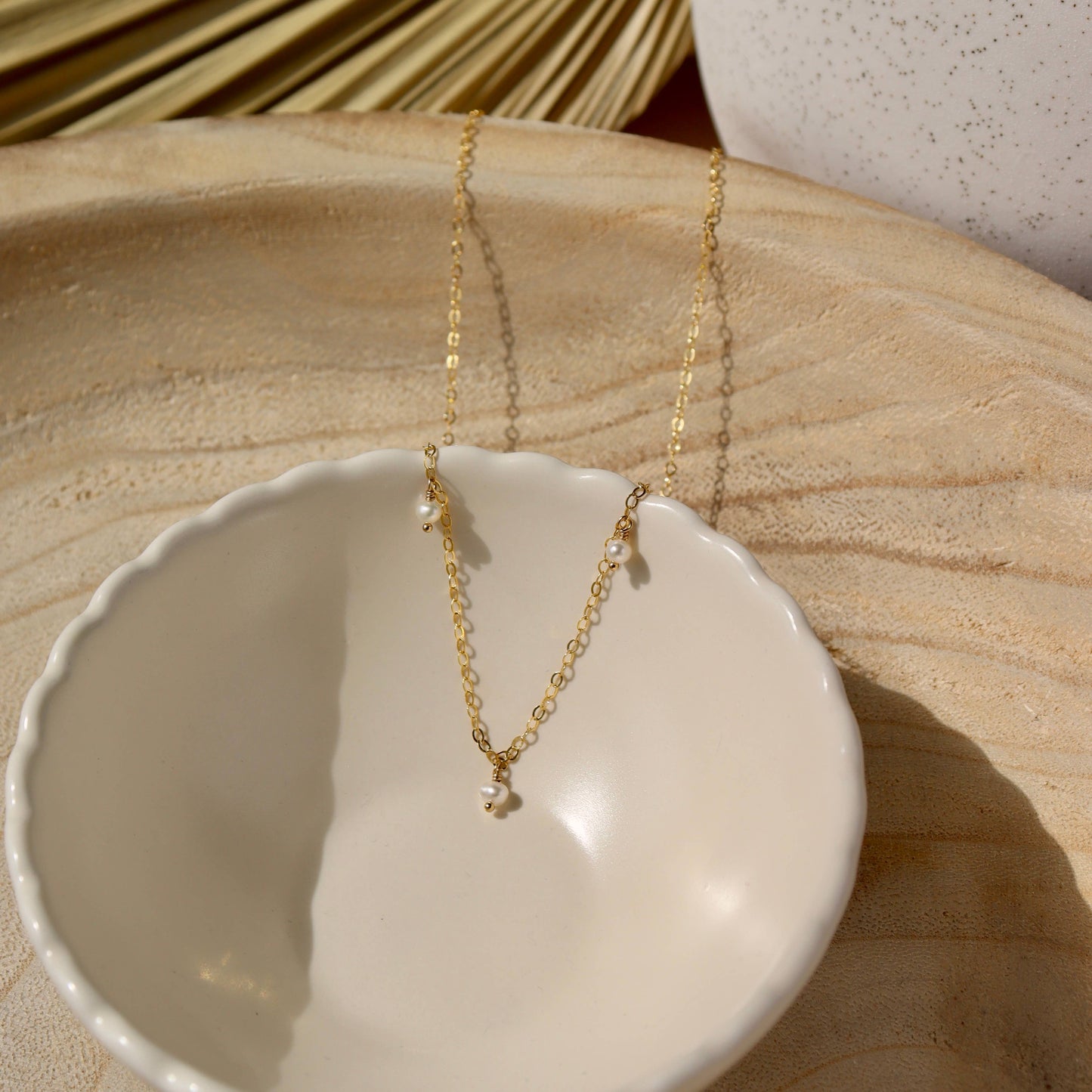 Delicate Pearl Necklace | 14k Gold fill or Sterling Silver