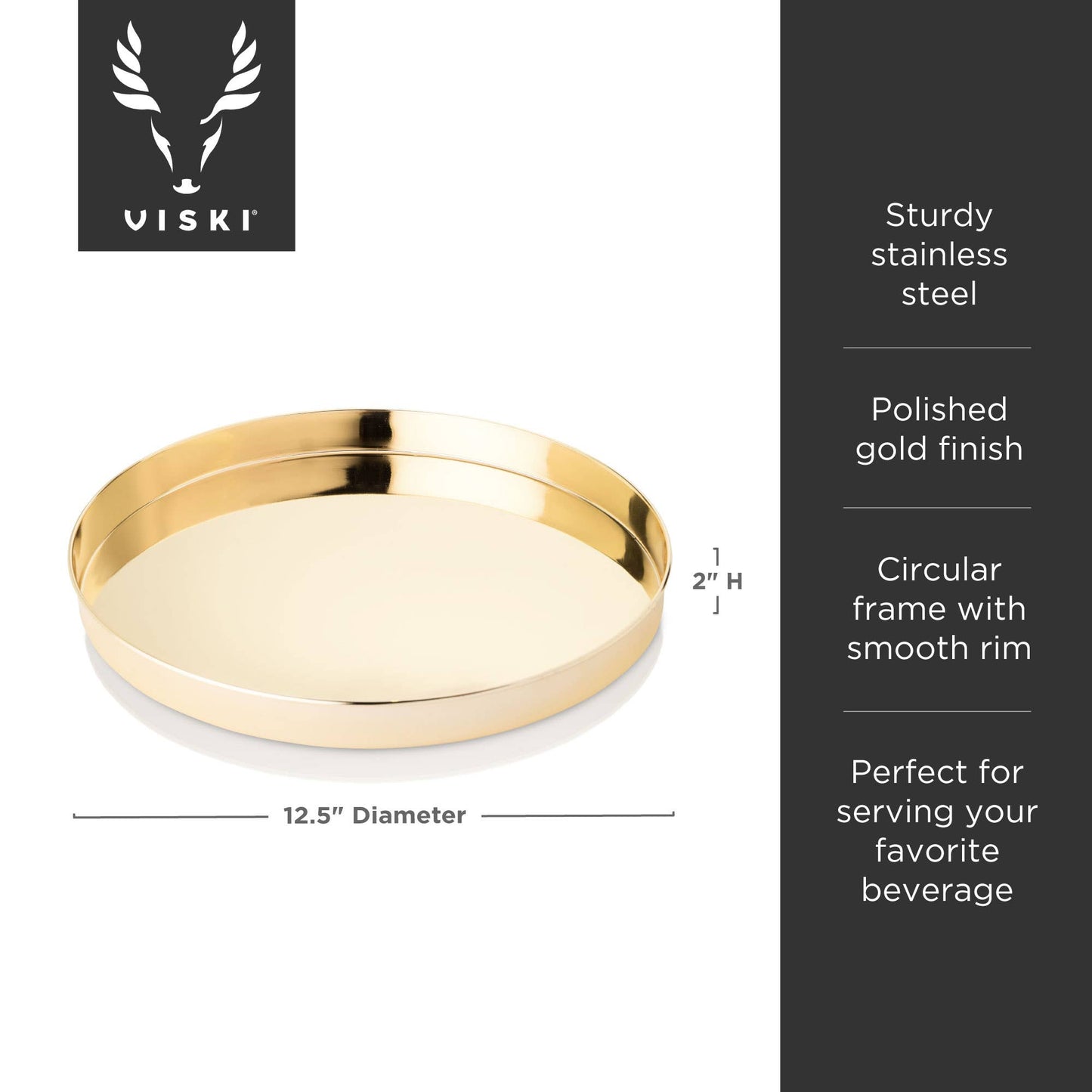 Belmont™ Polished Gold-Plated Round Serving Tray