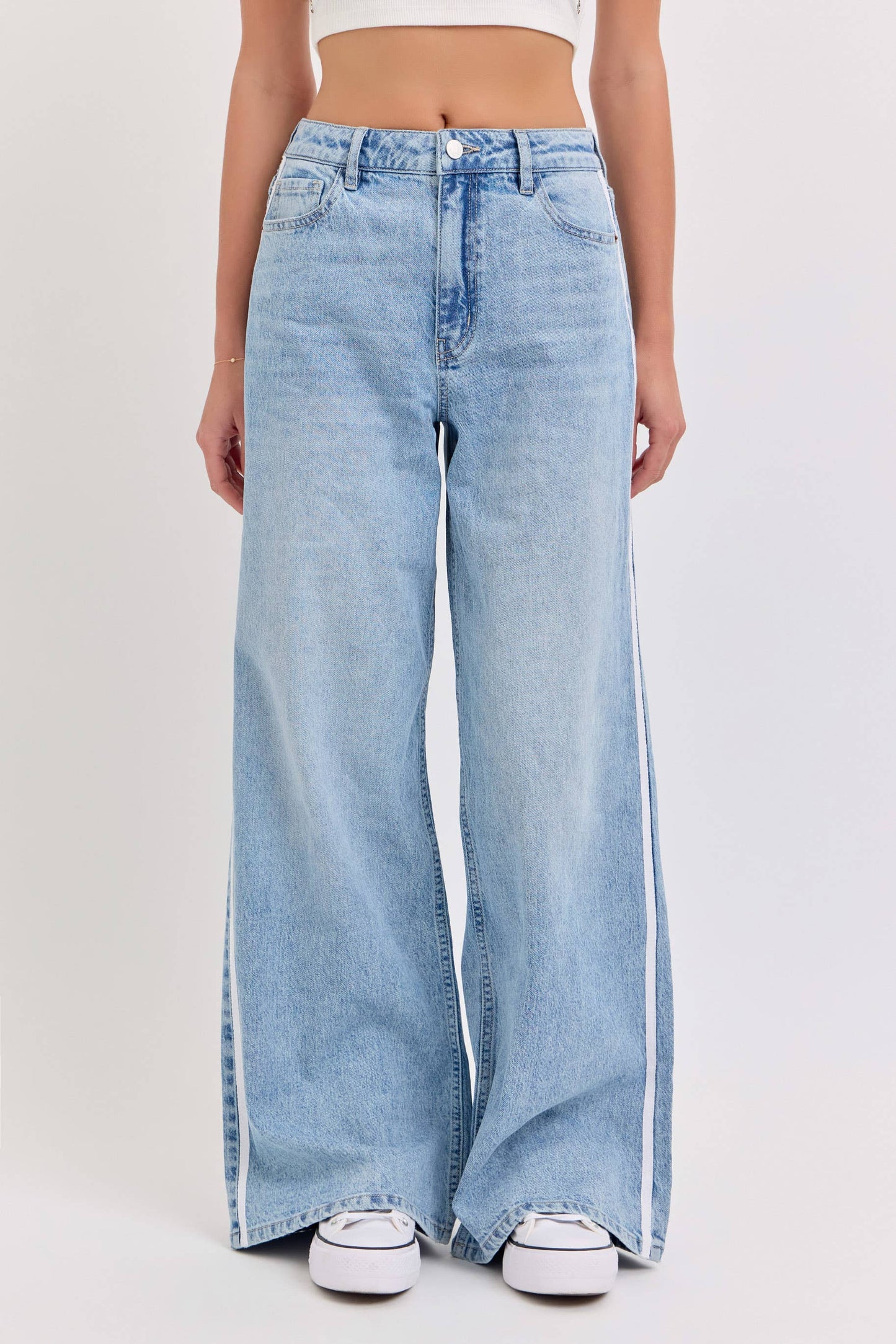 High Rise Wide Leg with Side Stripes