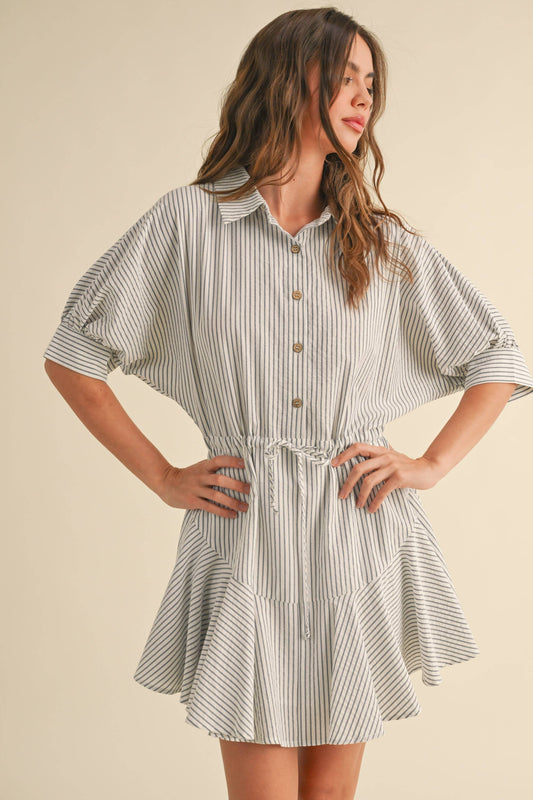 Striped Button-down Shirt Dress