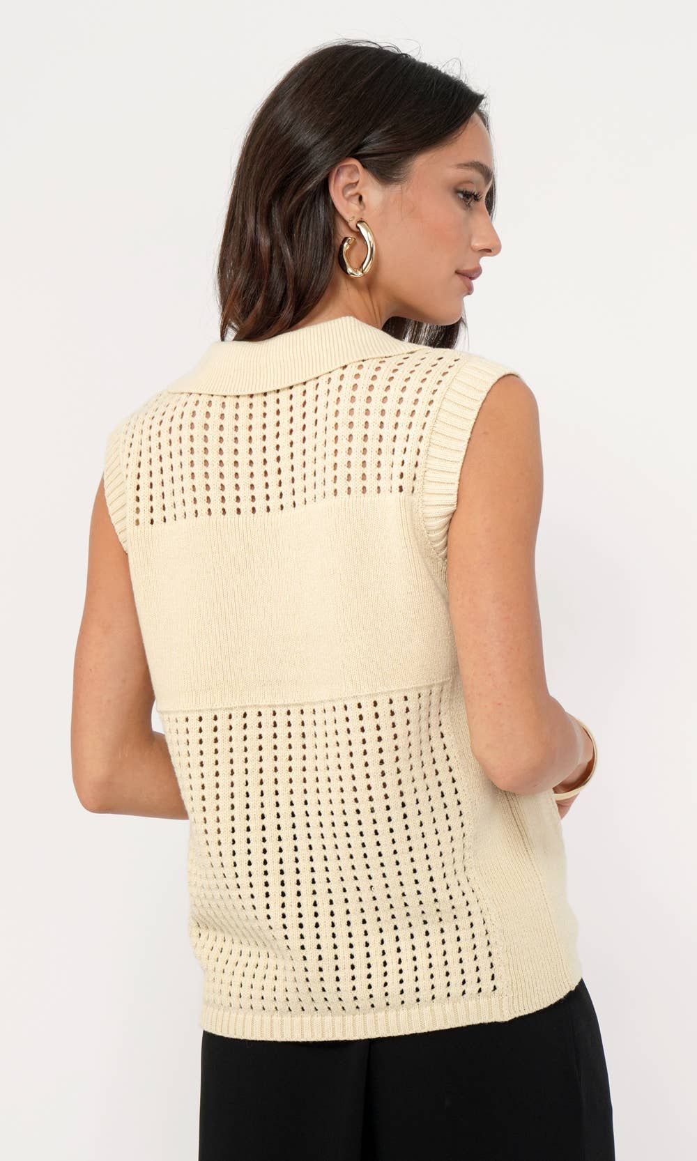 Gordon Open Knit Paneled Sweater Top