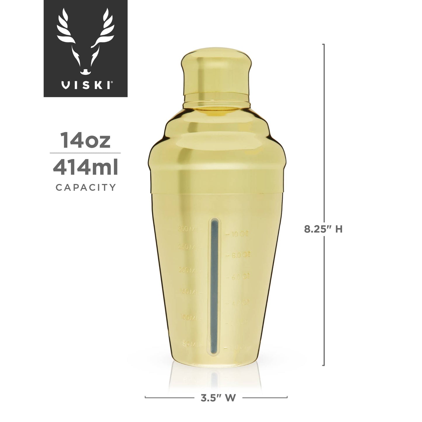 Belmont™ Gold-Plated Measured Cocktail Shaker
