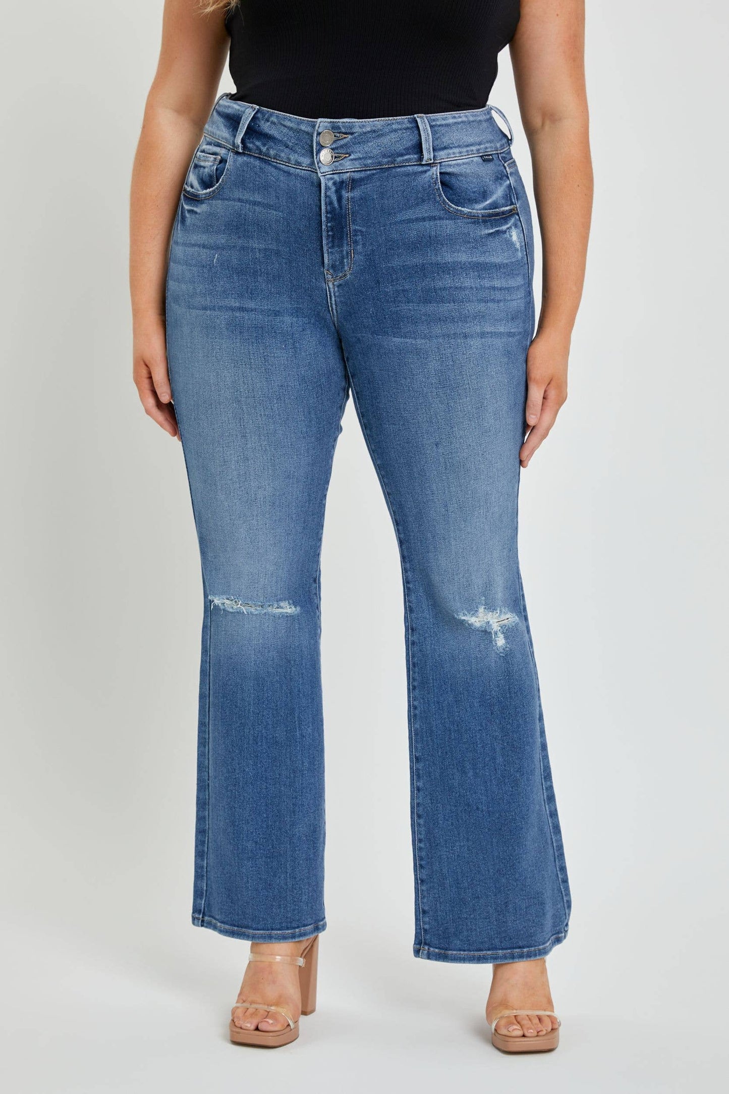 WV38752MDP Plus Mid Rise Flare with Elasticated WB & Mesh Li