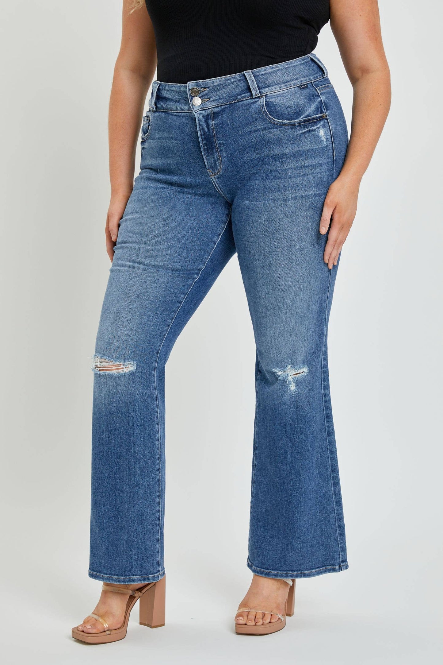 WV38752MDP Plus Mid Rise Flare with Elasticated WB & Mesh Li