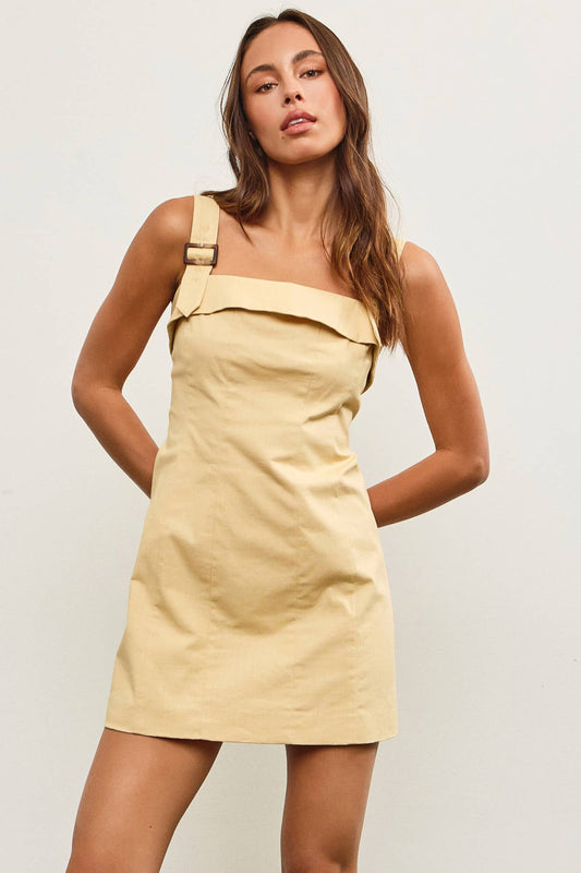 Linen Dress with Buckle Accent Straps