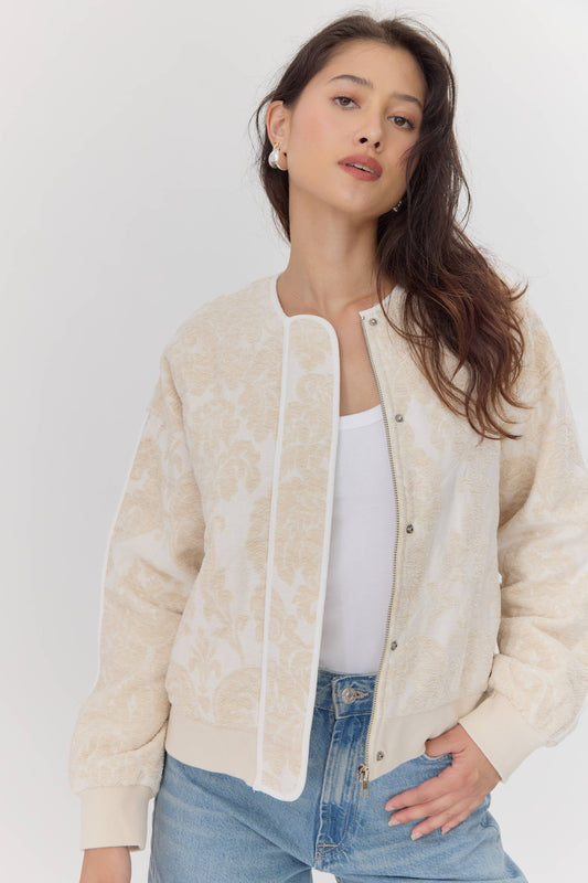 Micah Embroidered Quilted Bomber Jacket