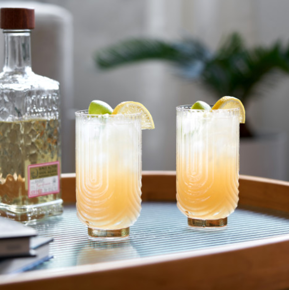 Deco Gatsby Gold-Plated Glass Highball Glasses - Set of 2