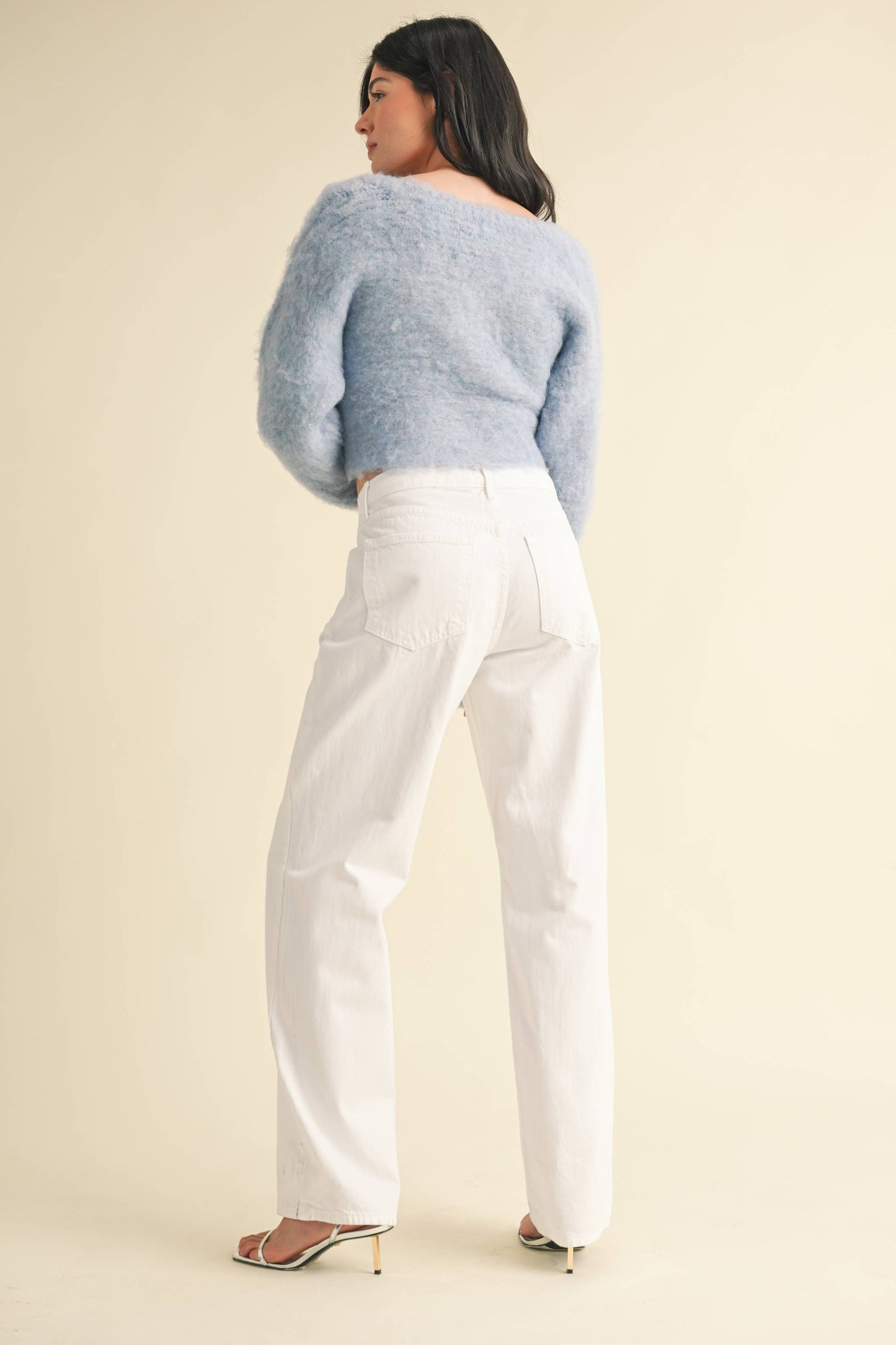 Relaxed straight white jeans