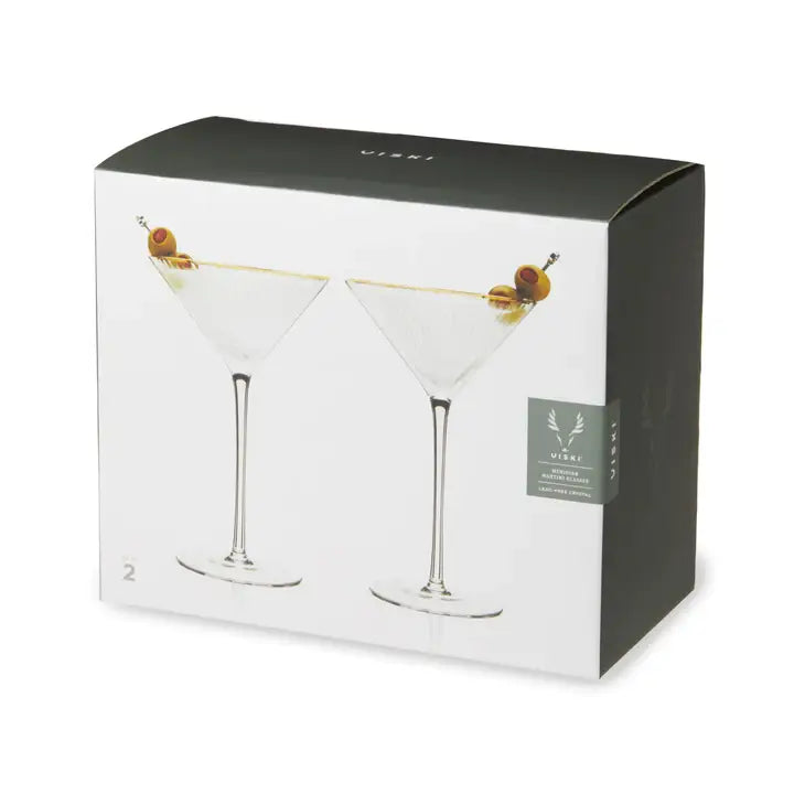 Deco Meridian Gold-Rimmed Crystal Martini Glasses - Set of 2