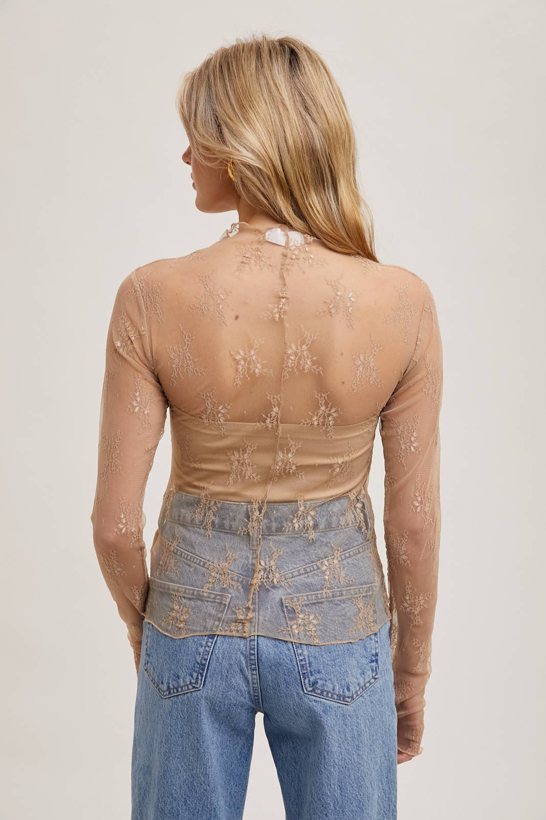 Floral Embroidery Lace Mesh Layering Top