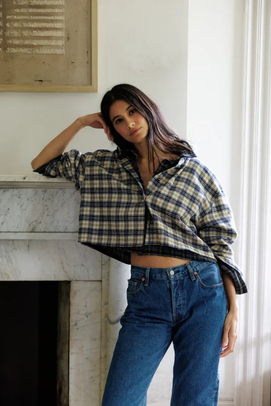 Perfect White Tee- Tate flannel