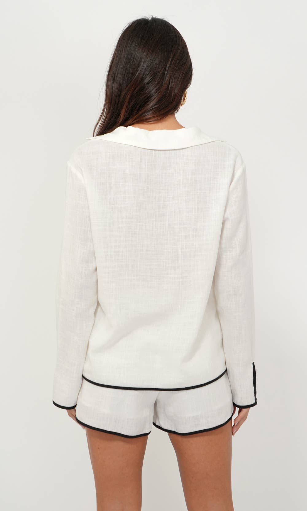 Beverly Linen Split Neck Collar Shirt