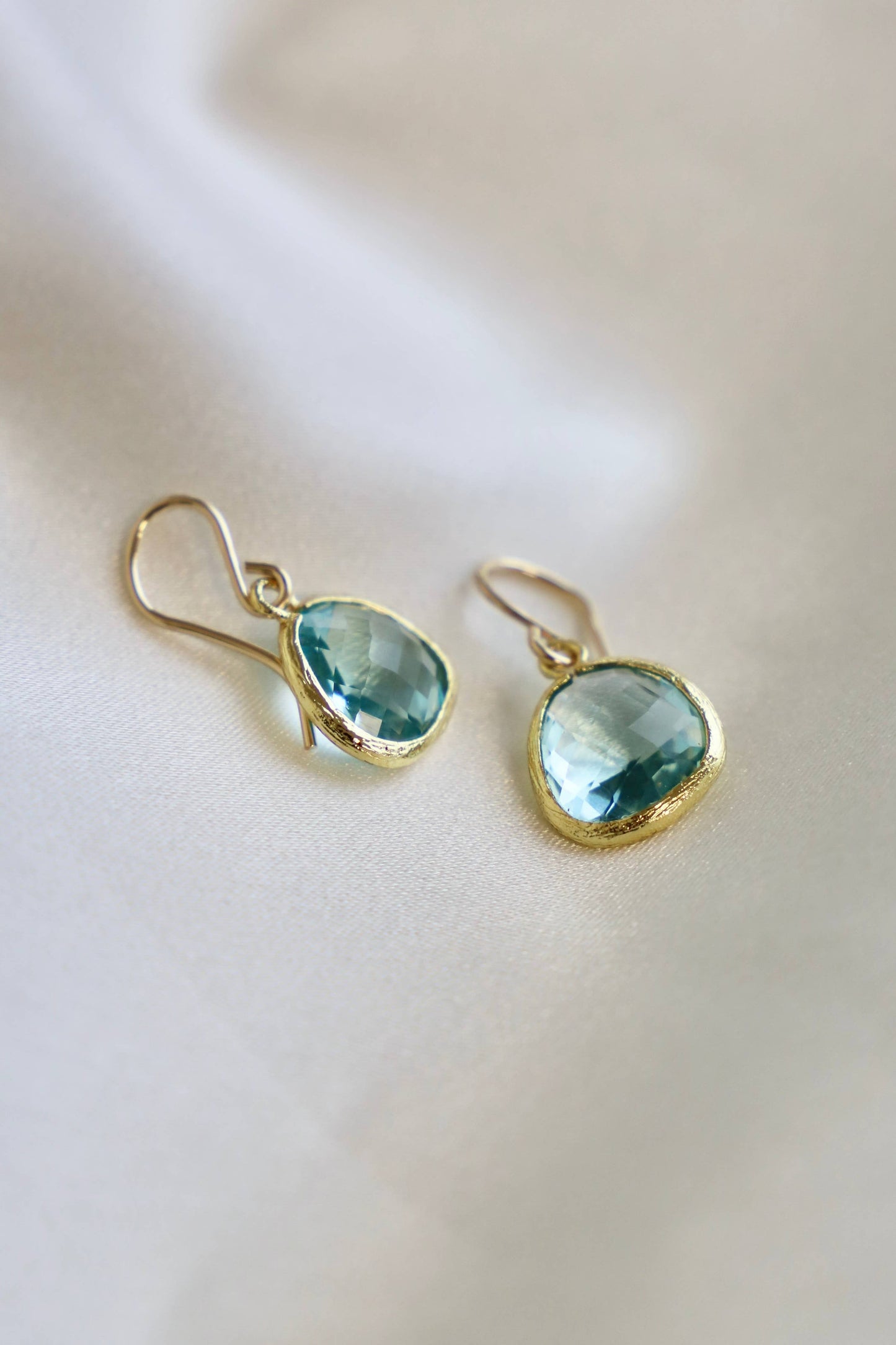 Aquamarine bezel earrings