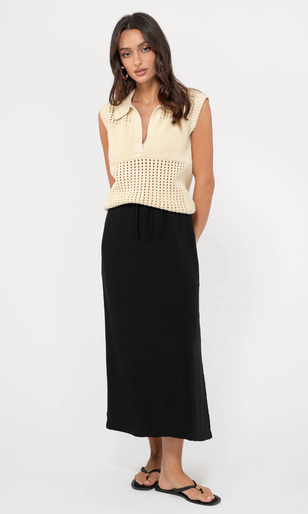 Gordon Open Knit Paneled Sweater Top