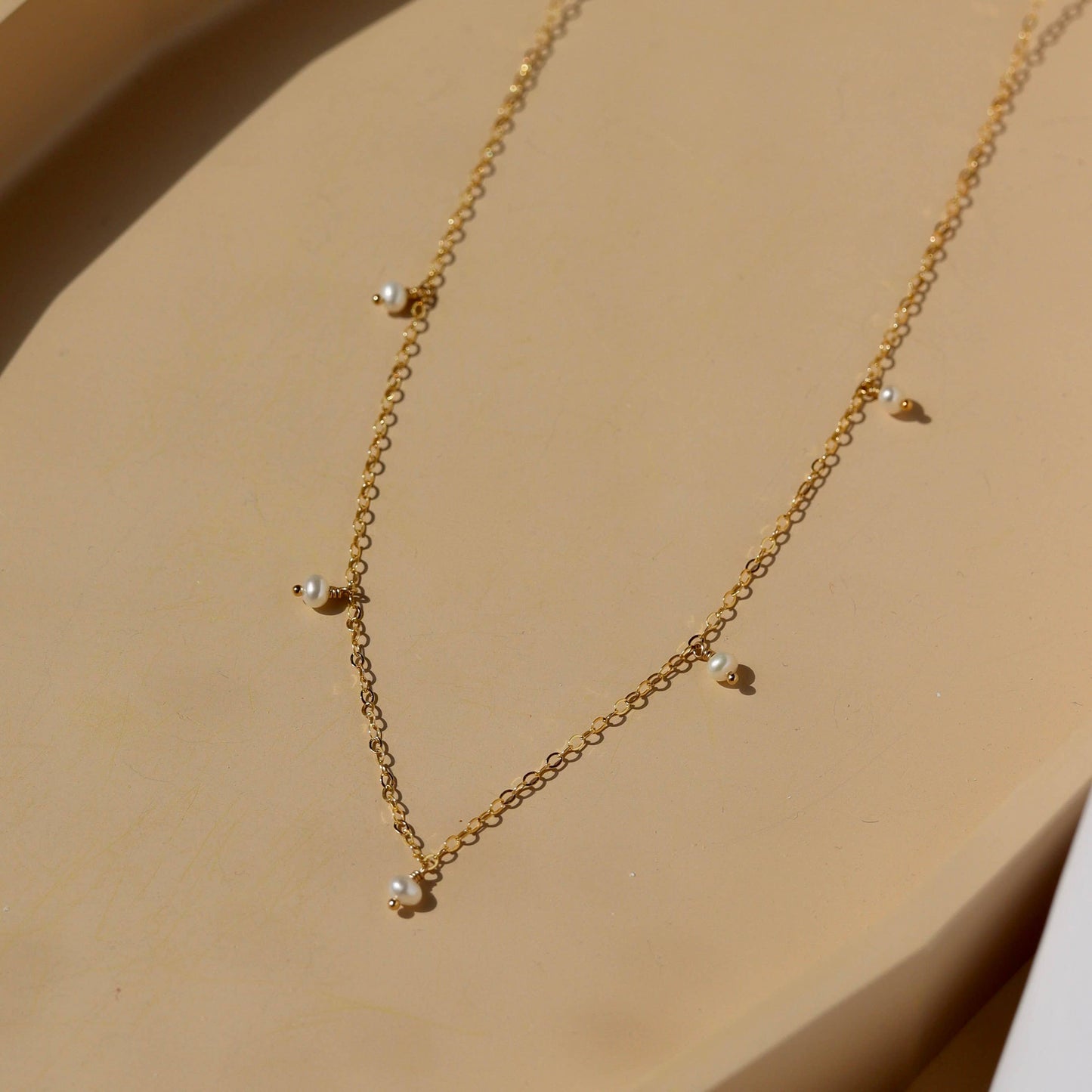 Delicate Pearl Necklace | 14k Gold fill or Sterling Silver