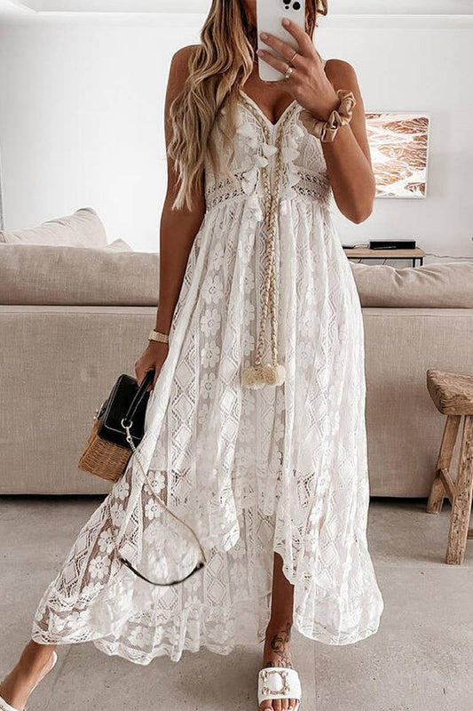 White lace maxi dress