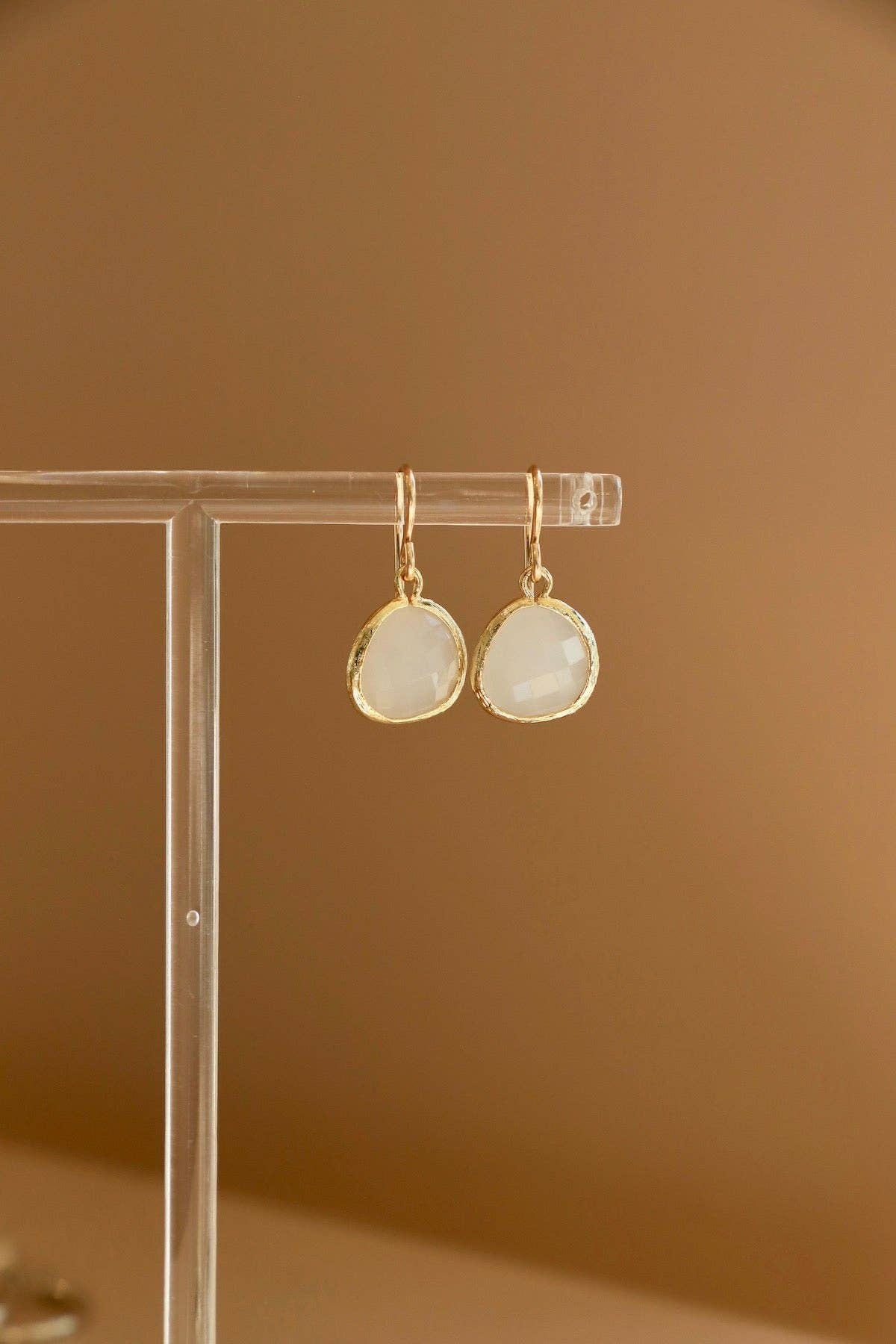 White smoke bezel earrings