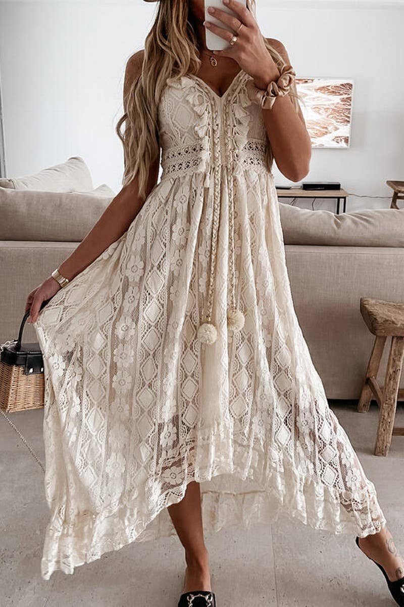 White lace maxi dress
