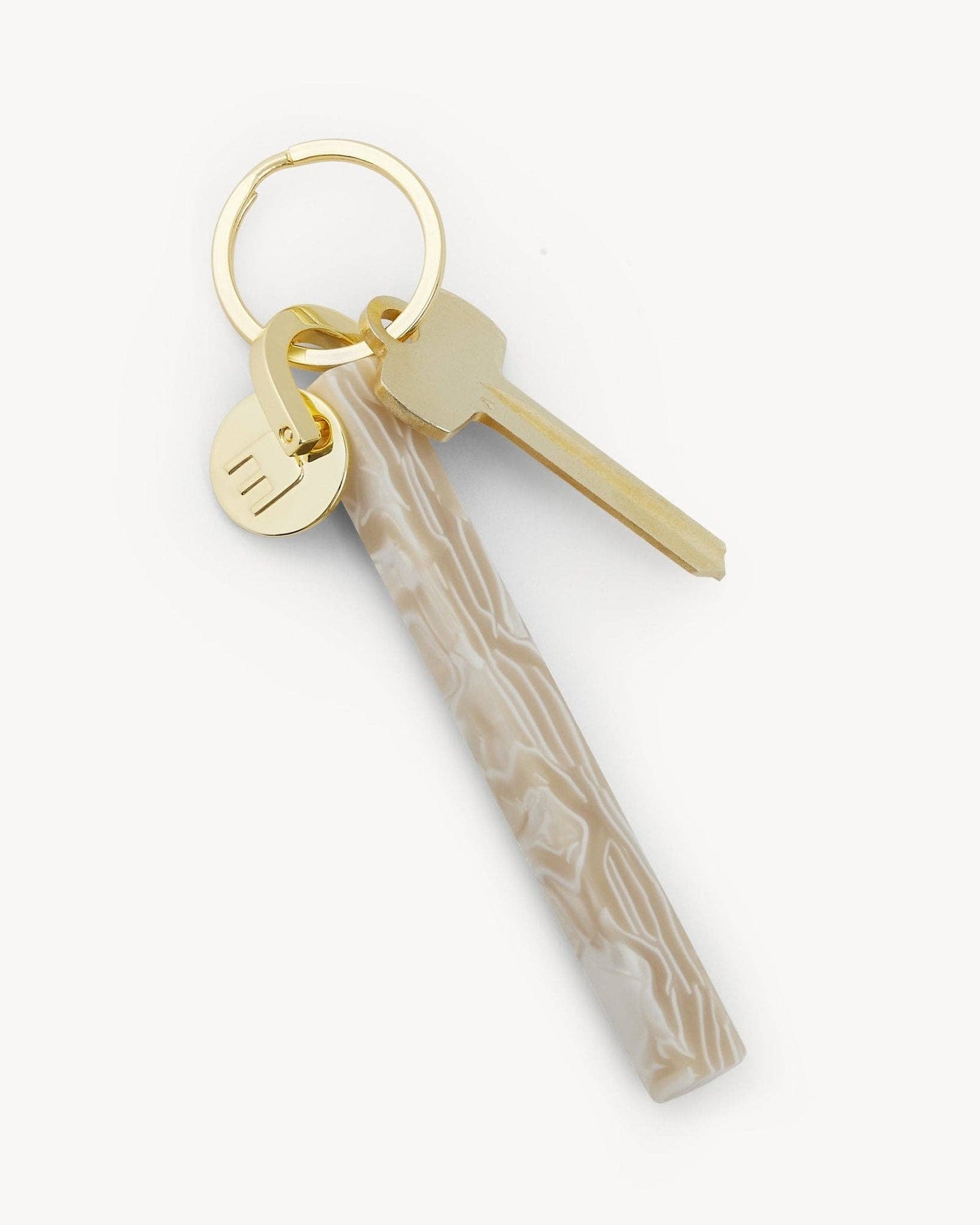 Bar Keychain in Ivory - Gold