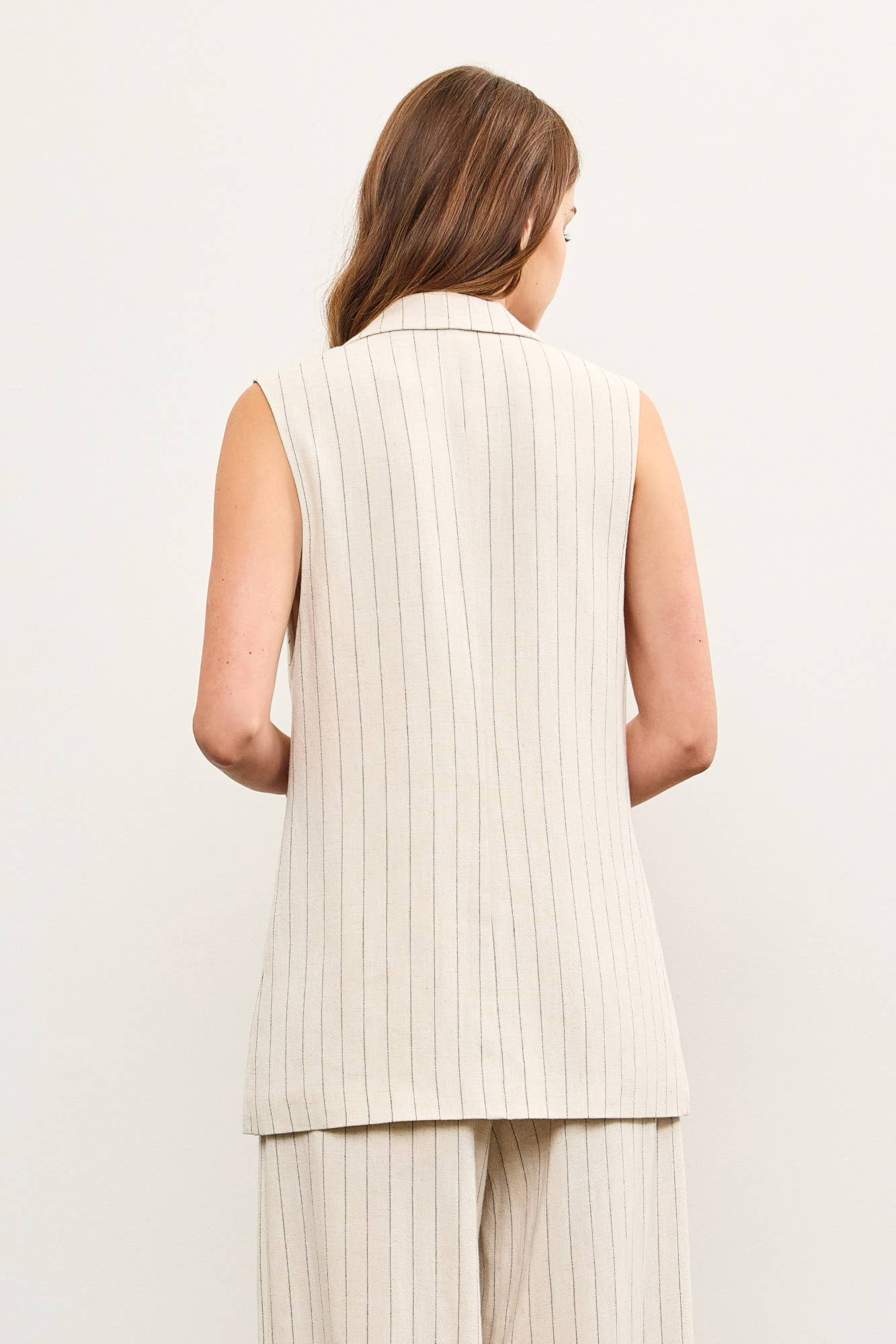 Sleeveless Pin Stripe Blazer