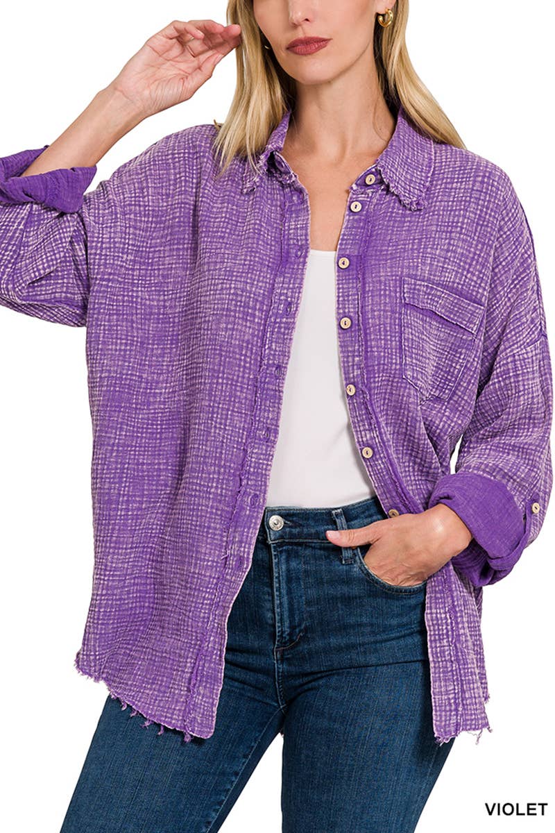 Washed Double Gauze Button Down Shirt