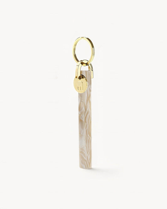 Bar Keychain in Ivory - Gold