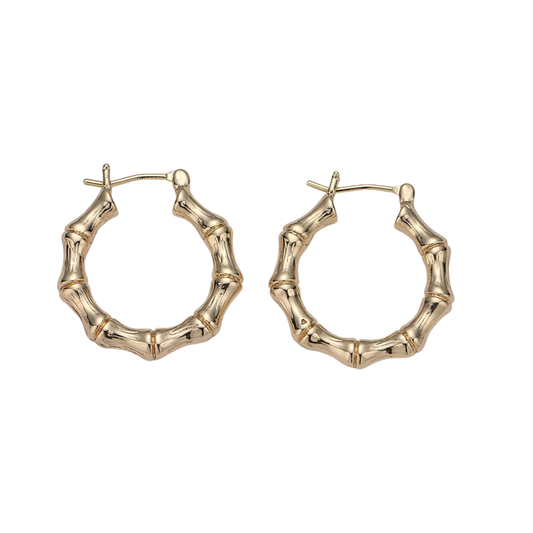 Gold Filled Bamboo Hoop Earrings