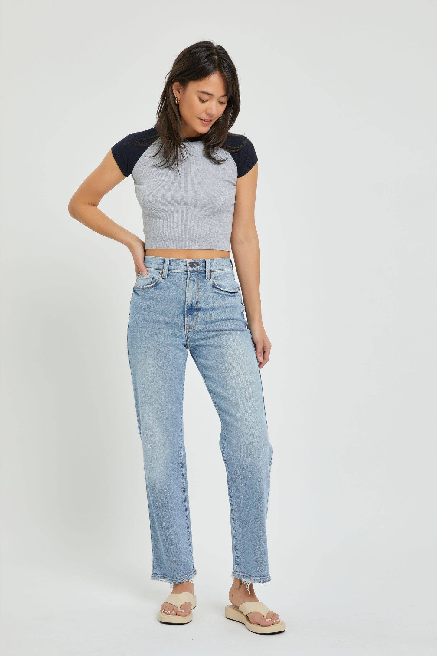 WV18789RS-LT Super High Rise Dad Jean with Mini Slit