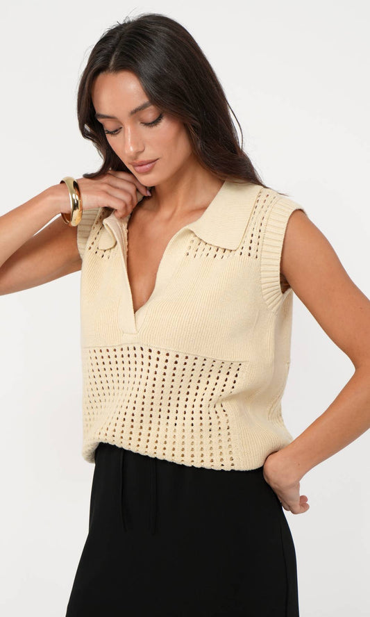 Gordon Open Knit Paneled Sweater Top