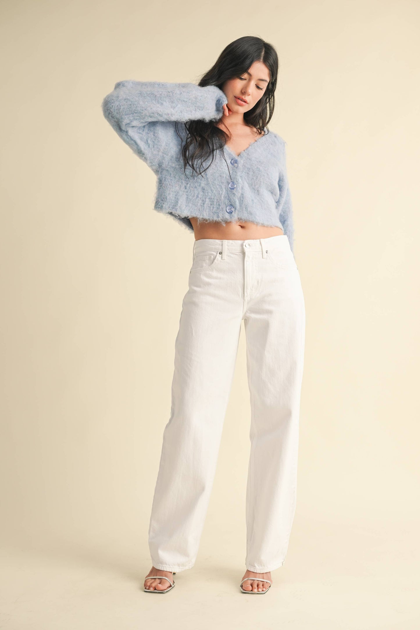 Relaxed straight white jeans