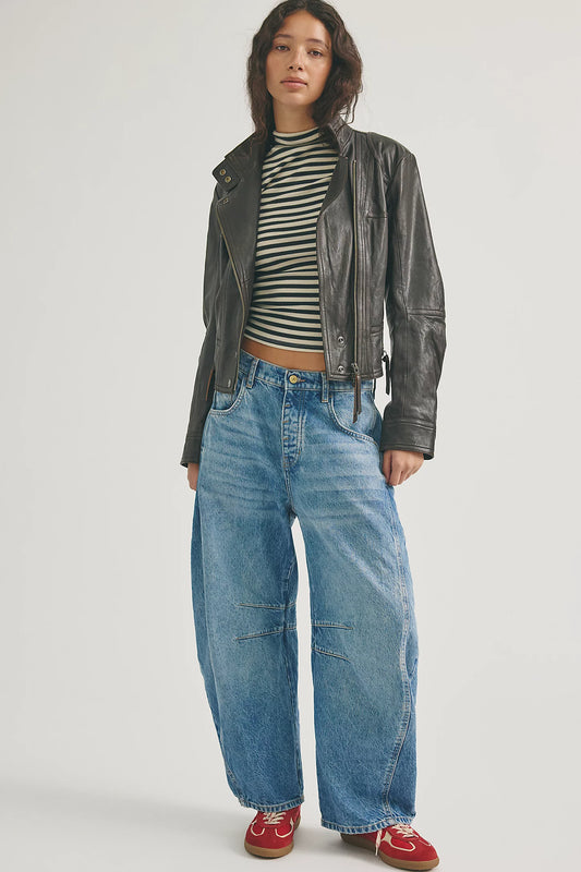 We The Free Good Luck Mid-Rise Barrel Jeans - Free people