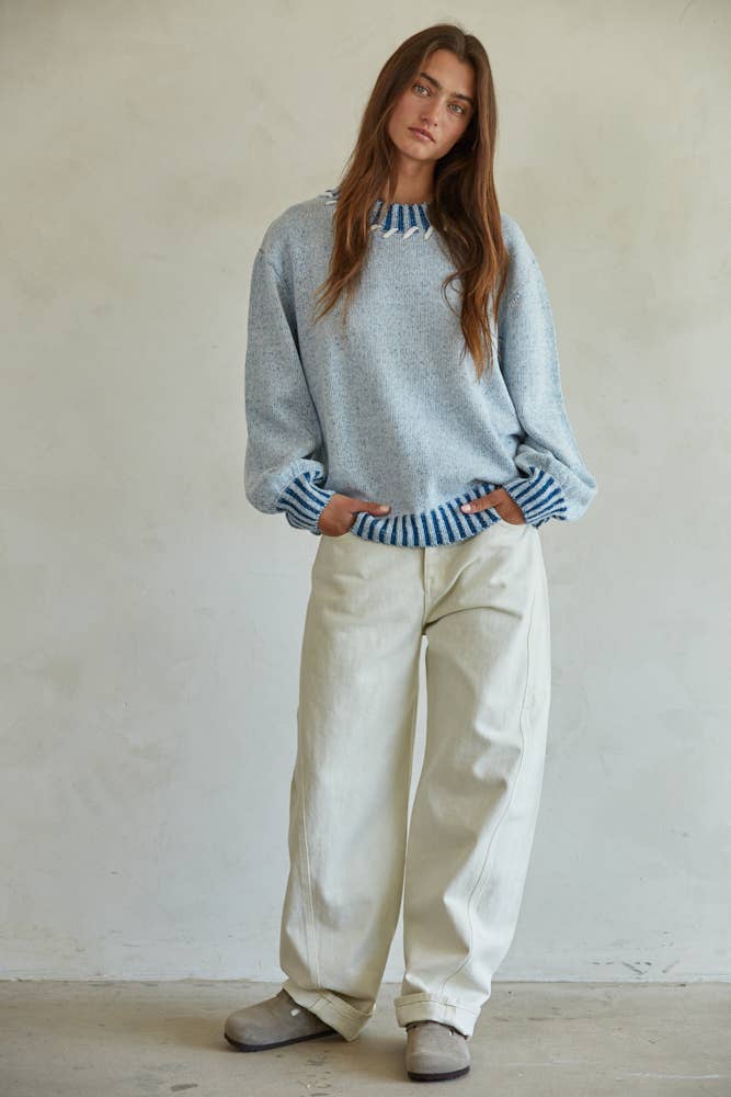 Knit Sweater Mock Neck Long Sleeve Pullover