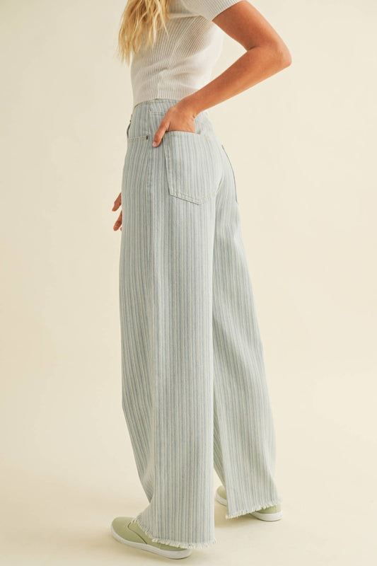 Striped Denim Boyfriend Pant
