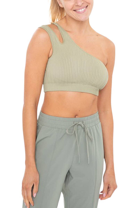Seamless Double Strap One Shoulder Sports Bra