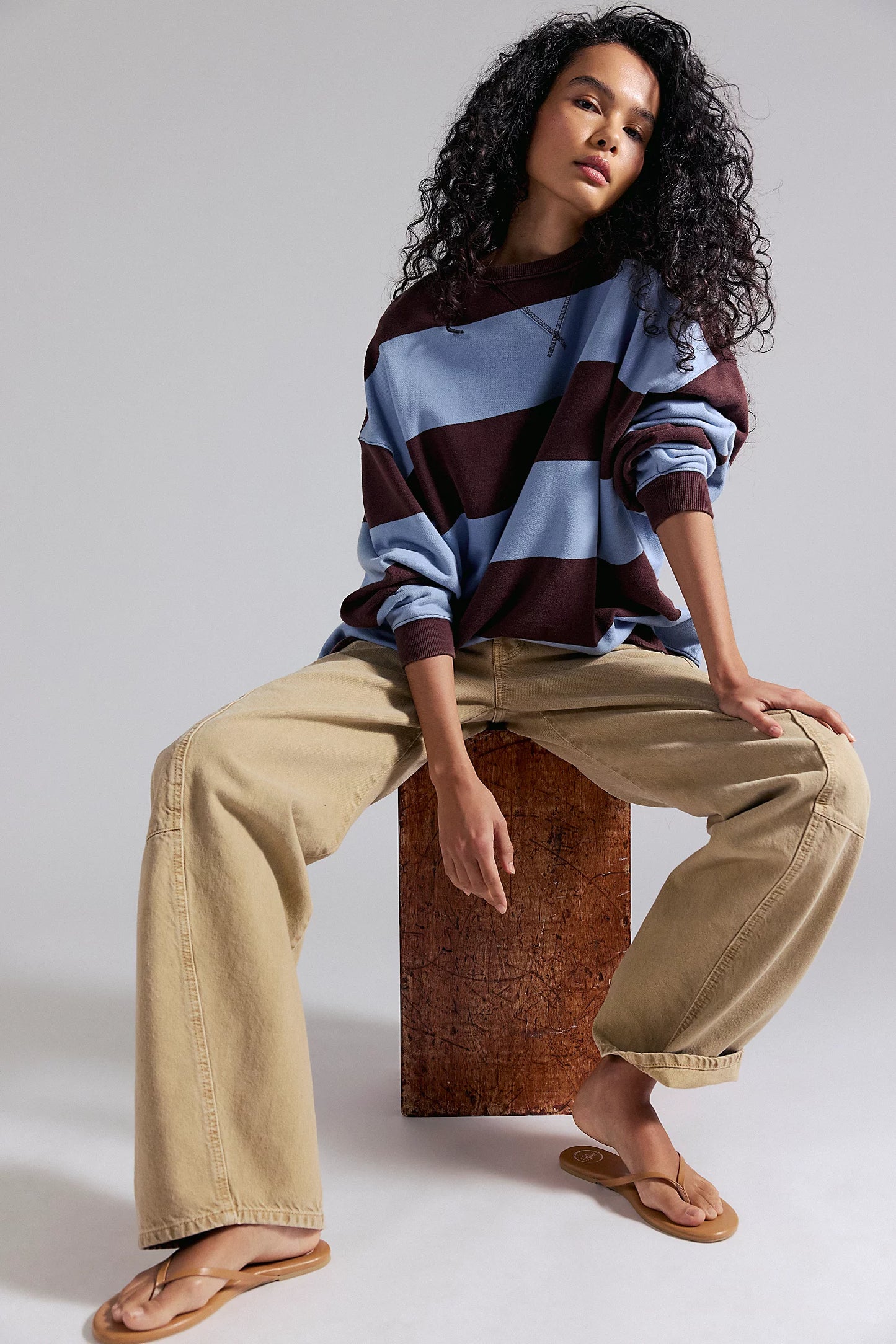 We The Free Classic Striped Oversized Crewneck - Free People