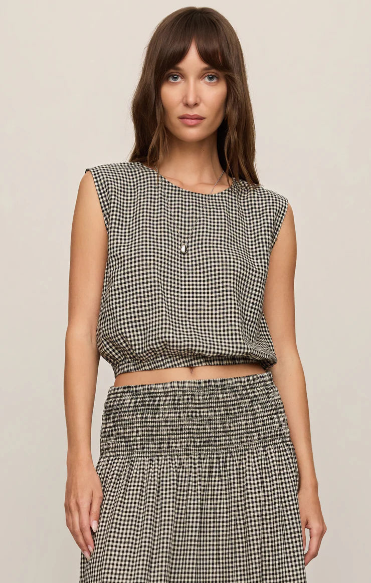Z Supply Merit Cropped Gingham Linen Top