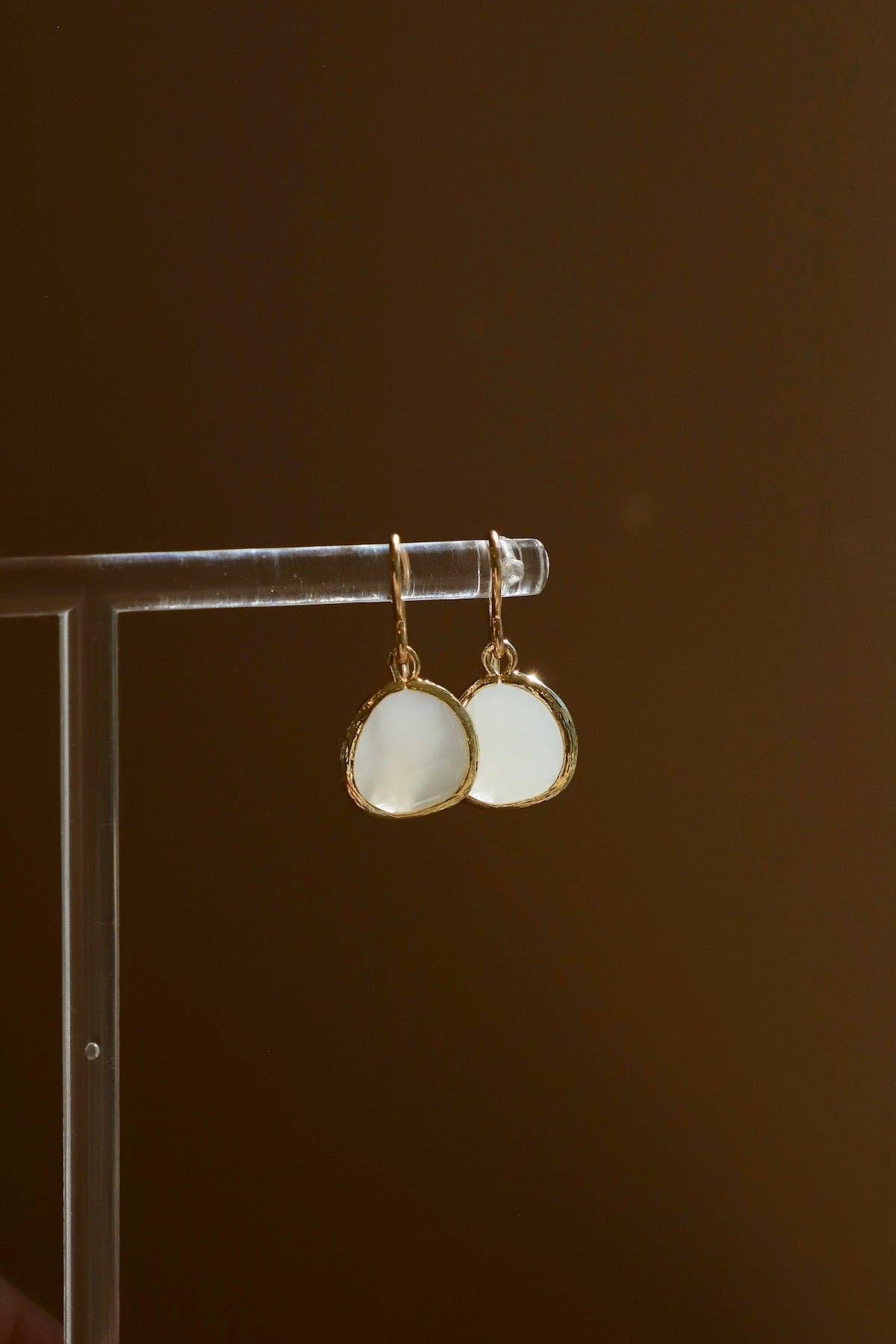 White smoke bezel earrings