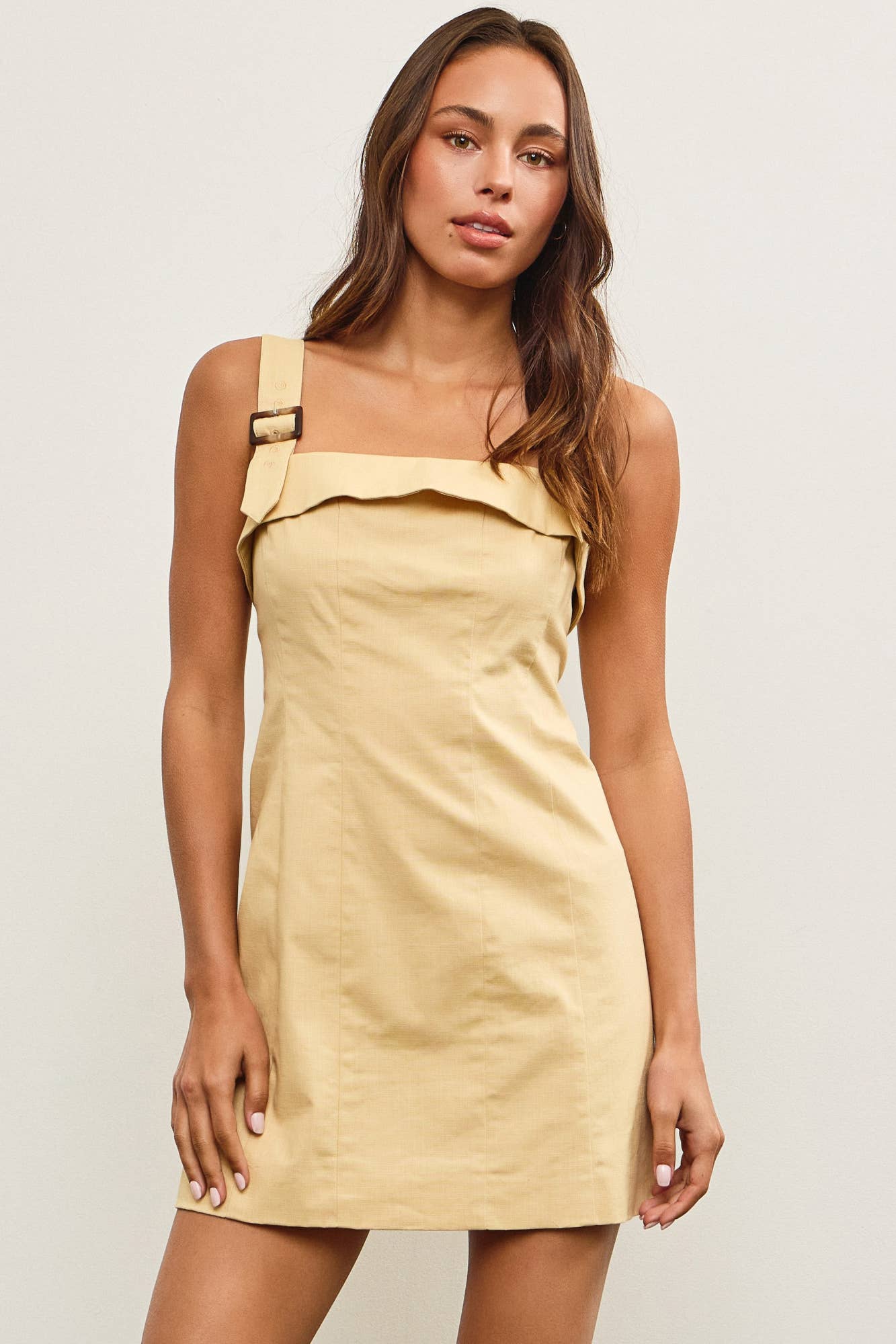 Linen Dress with Buckle Accent Straps