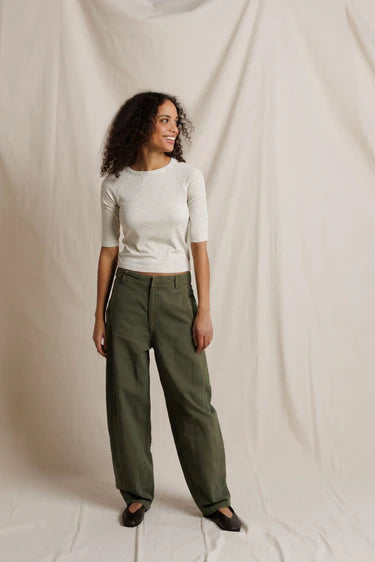 Amelia Ribbed 3 4th Sleeve | Perfect White Tee