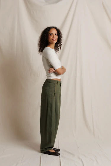 Amelia Ribbed 3 4th Sleeve | Perfect White Tee