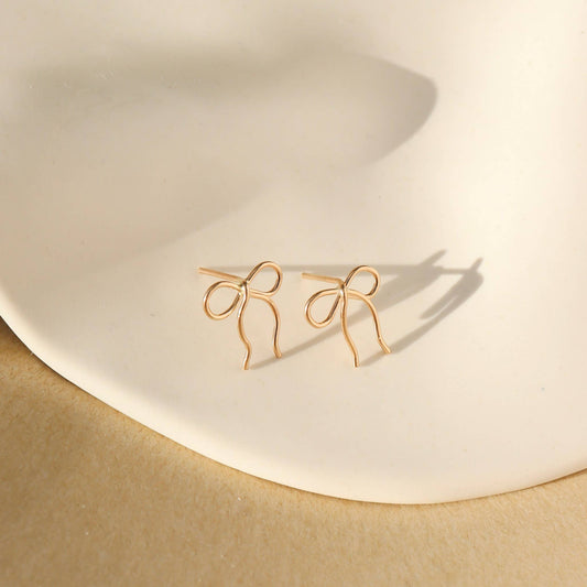 Mini Bow Studs in 14k Gold Fill or Sterling Silver 
