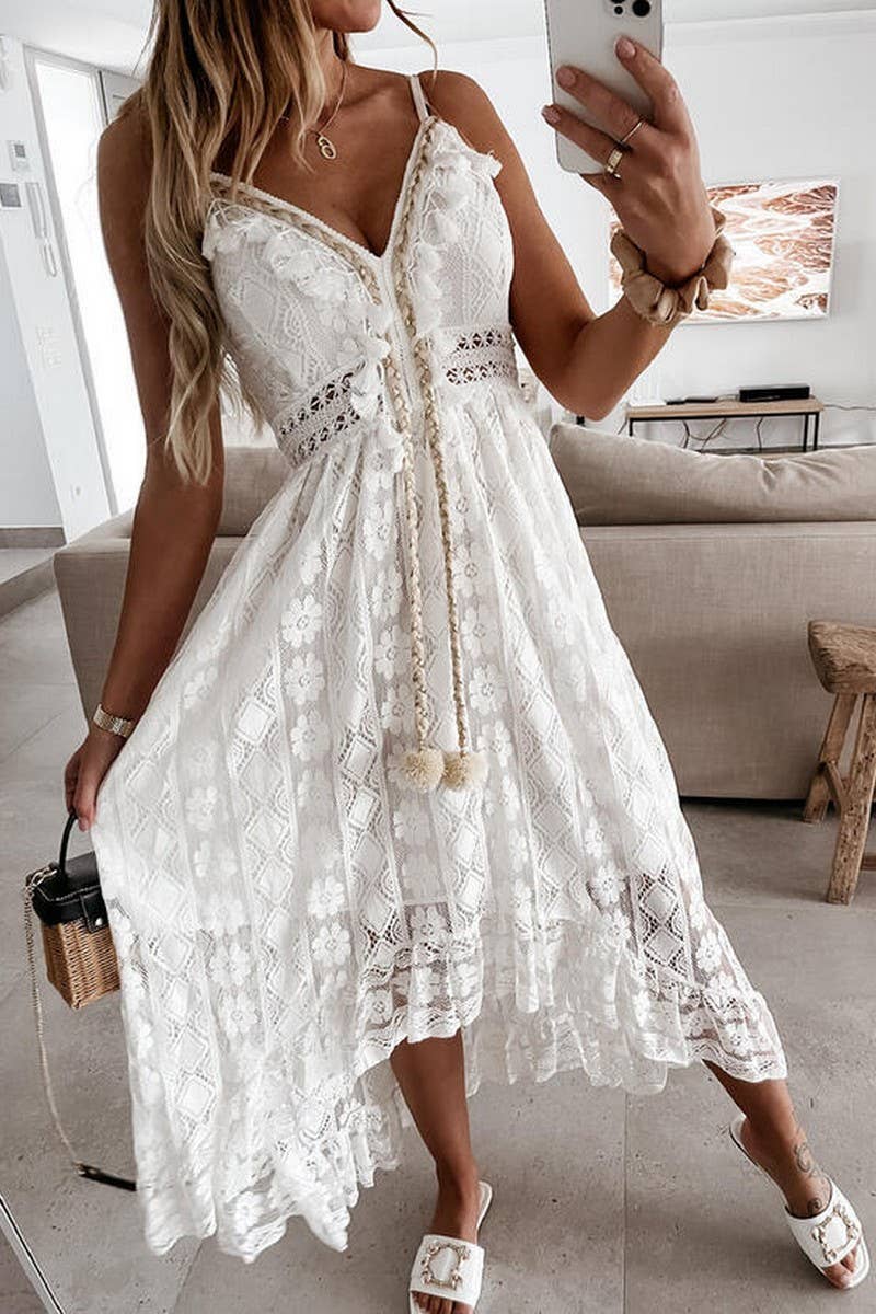 White lace maxi dress